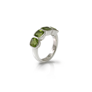 Four Stone Peridot Silver Ring by Scarab Jewellery Studio