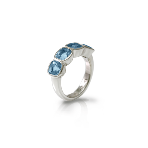 Four Stone Blue Topaz Silver Ring by Scarab Jewellery Studio