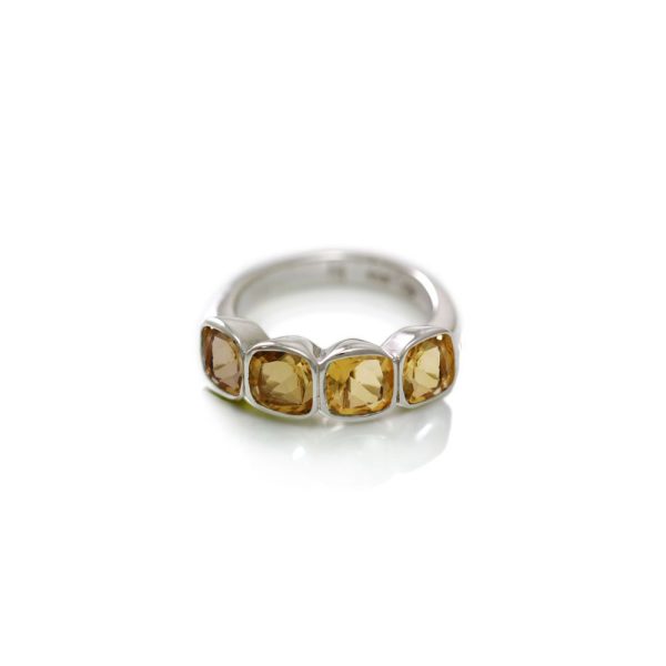 Four Stone Citrine Silver Ring by Scarab Jewellery Studio