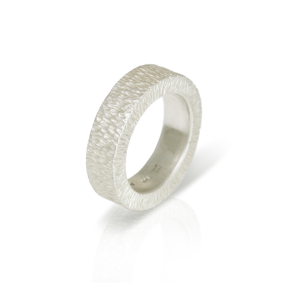 silver band ring with beaten finish by Scarab Jewellery studio