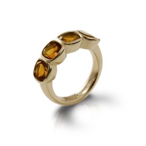 Four Stone Citrine Gold Ring by Scarab Jewellery Studio