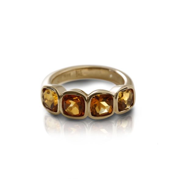 Four Stone Citrine Gold Ring by Scarab Jewellery Studio
