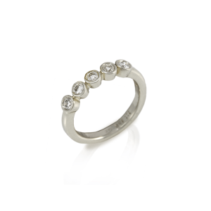 Embla five stone Diamond ring in white gold by Scarab Jewellery Studio