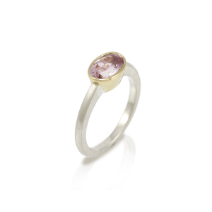 Morganite Engagement Ring Nefertiti Model RG77 in white gold and yellow gold and single morganite solitaire