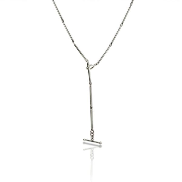 Silver Long Round Bar Link Chain Necklace by Scarab Jewellery Studio