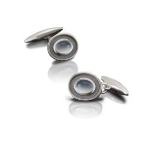 Silver Moonstone Cufflinks by Scarab Jewellery Studio
