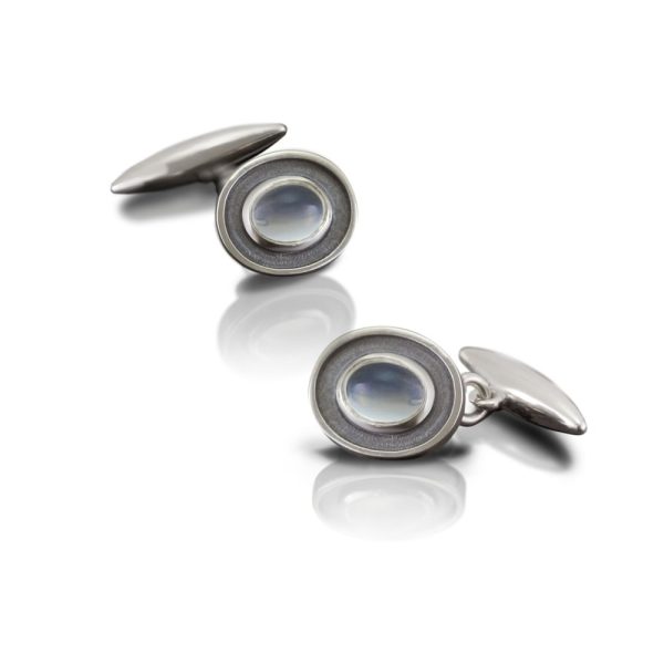 Silver Moonstone Cufflinks by Scarab Jewellery Studio