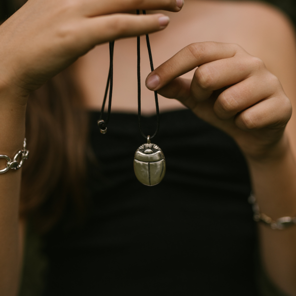 Large Silver Scarab Pendant - Image 4