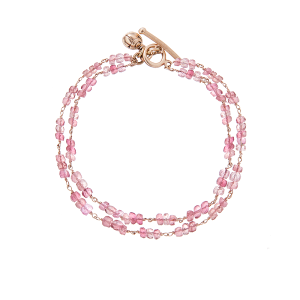 Pink Tourmaline 2 Strand Gemstone Bracelet by Scarab Jewellery Studio