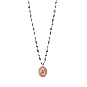Black Pearl Red Gold Rune Scarab Pendant by Scarab Jewellery Studio