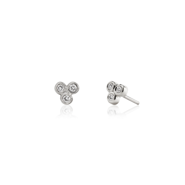 Three Stone Grape Earrings Diamonds Studs by Scarab Jewellery Studio Cape Town