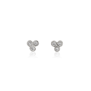 Three Stone Grape Earrings Diamonds Studs by Scarab Jewellery Studio Cape Town