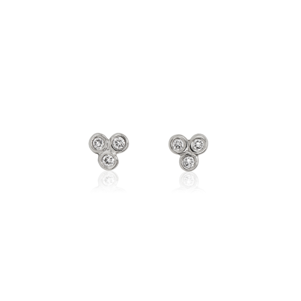 Three Stone Grape Earrings Diamonds Studs by Scarab Jewellery Studio Cape Town
