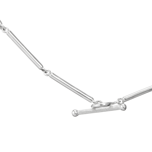 Silver Long Round Bar Link Chain Necklace by Scarab Jewellery Studio