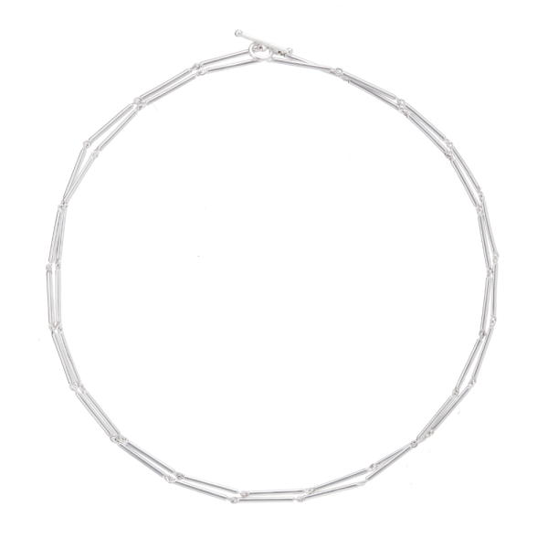Silver Long Round Bar Link Chain Necklace by Scarab Jewellery Studio