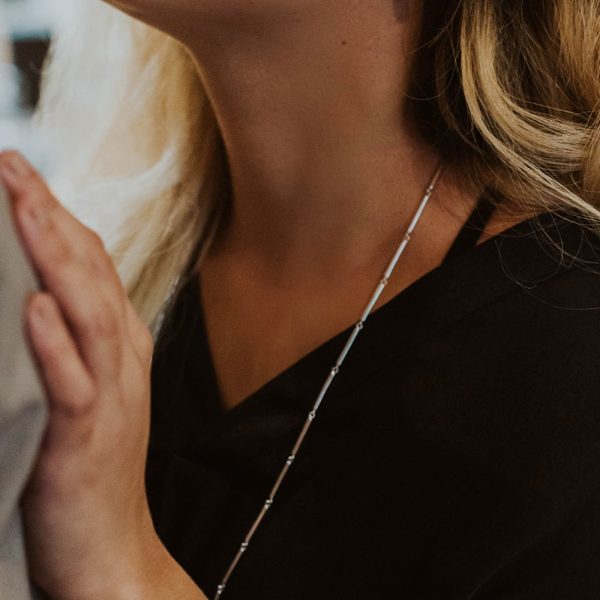 Silver Long Round Bar Link Chain Necklace by Scarab Jewellery Studio