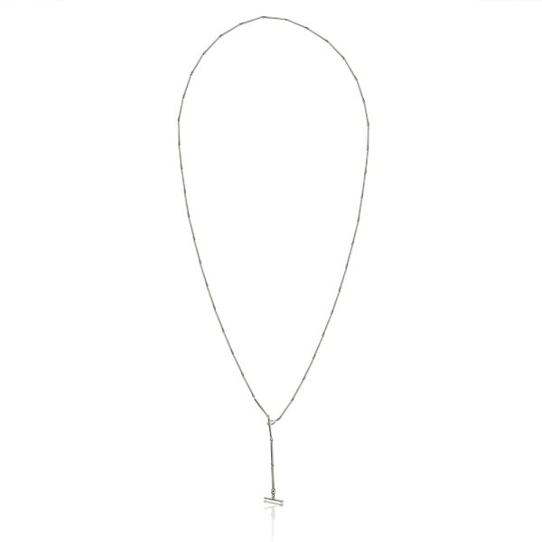 Silver Long Round Bar Link Chain Necklace by Scarab Jewellery Studio