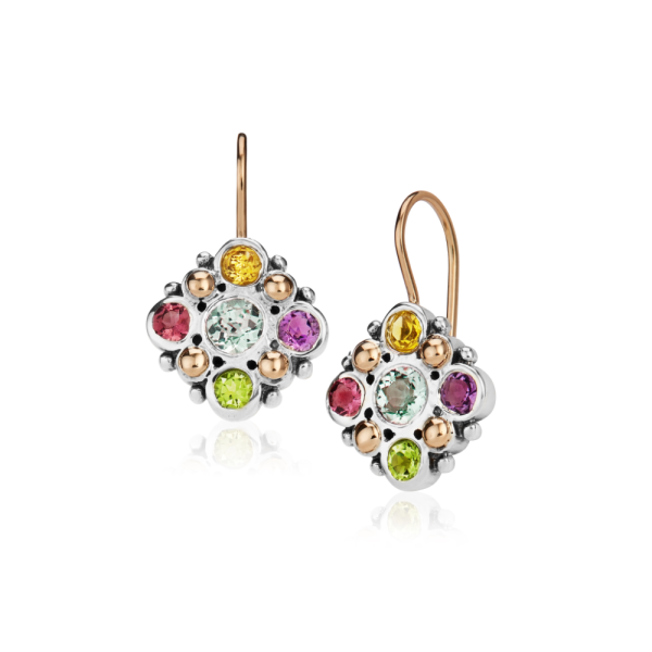 Victorian Earrings MultiColor Gemstones by Scarab Jewellery Studio