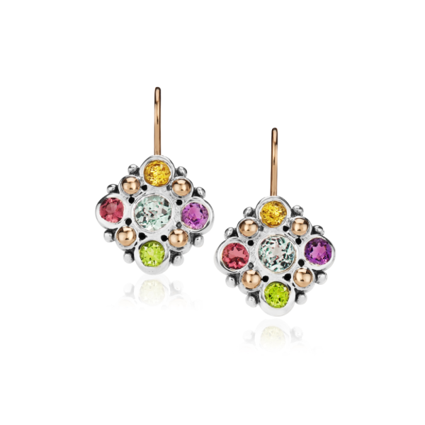 Victorian Earrings MultiColor Gemstones by Scarab Jewellery Studio