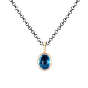 Yellow gold secret scarab blue topaz pendant