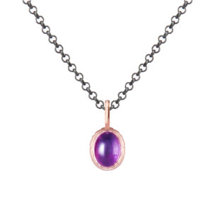 Rose gold secret scarab amethyst pendant
