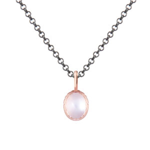 Rose gold Secret scarab rainbow moonstone pendant