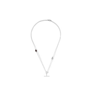 Double silver chain with Smokey Quartz and scarab charms