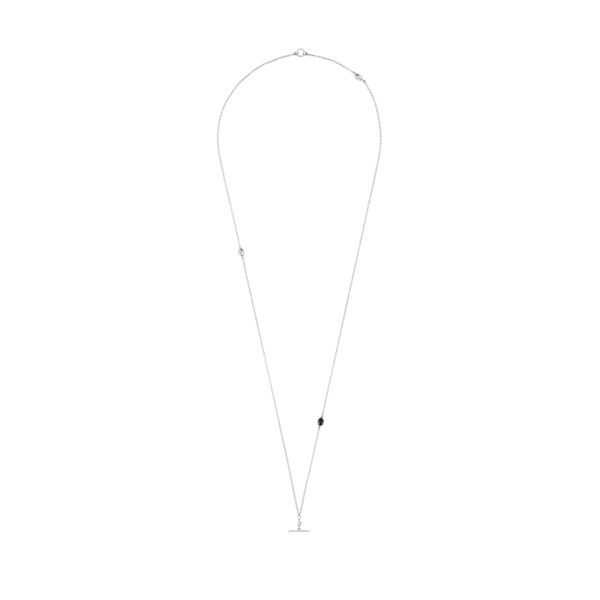 Double silver chain with Smokey Quartz and scarab charms - Image 2
