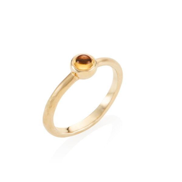 Yellow gold textured cabochon ring - 4mm Citrine - Image 3