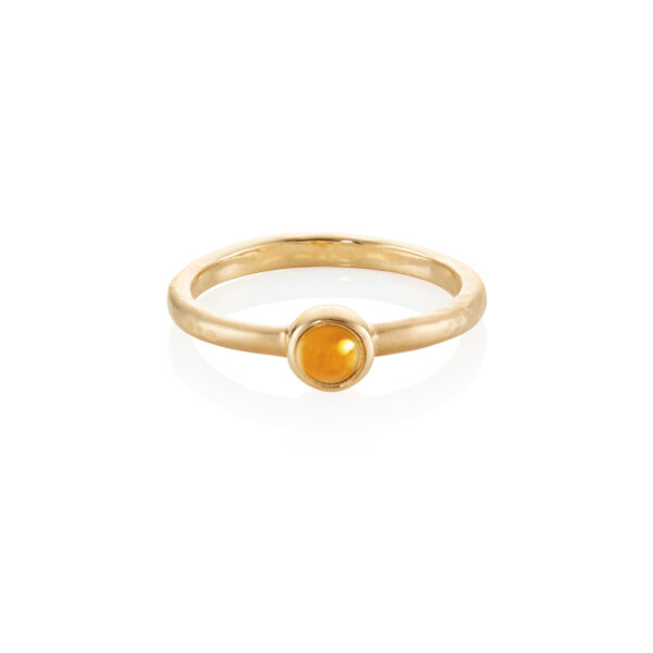 Yellow gold textured cabochon ring - 4mm Citrine