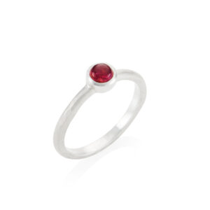 Silver textured cabochon ring - 4mm pink tourmaline