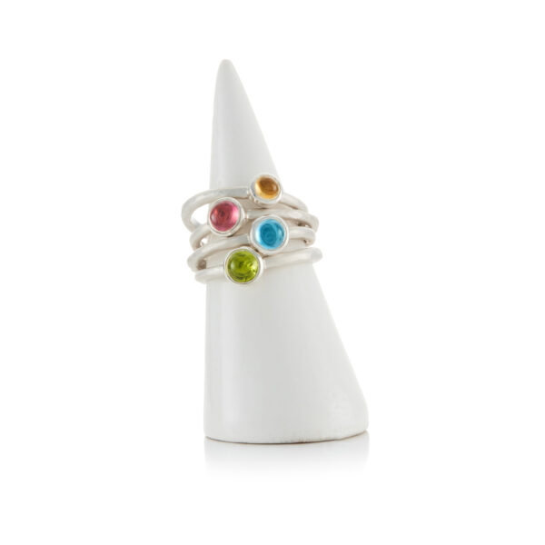 Silver textured cabochon ring - 4mm yellow citrine - Image 2