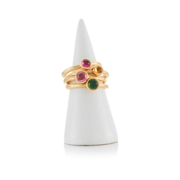 Yellow gold textured cabochon ring - 4mm Citrine - Image 2