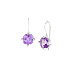 Silver asher cut Amethyst earrings