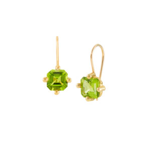 Yellow gold Asher cut Peridot earrings