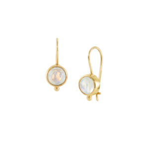 Yellow gold Rainbow moonstone earrings