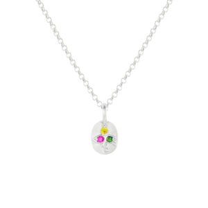 Silver botanical Sapphire necklace