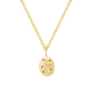 Yellow gold wild flower ruby pendant (excludes chain)