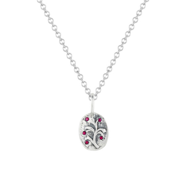 Silver wildflower necklace with rubies