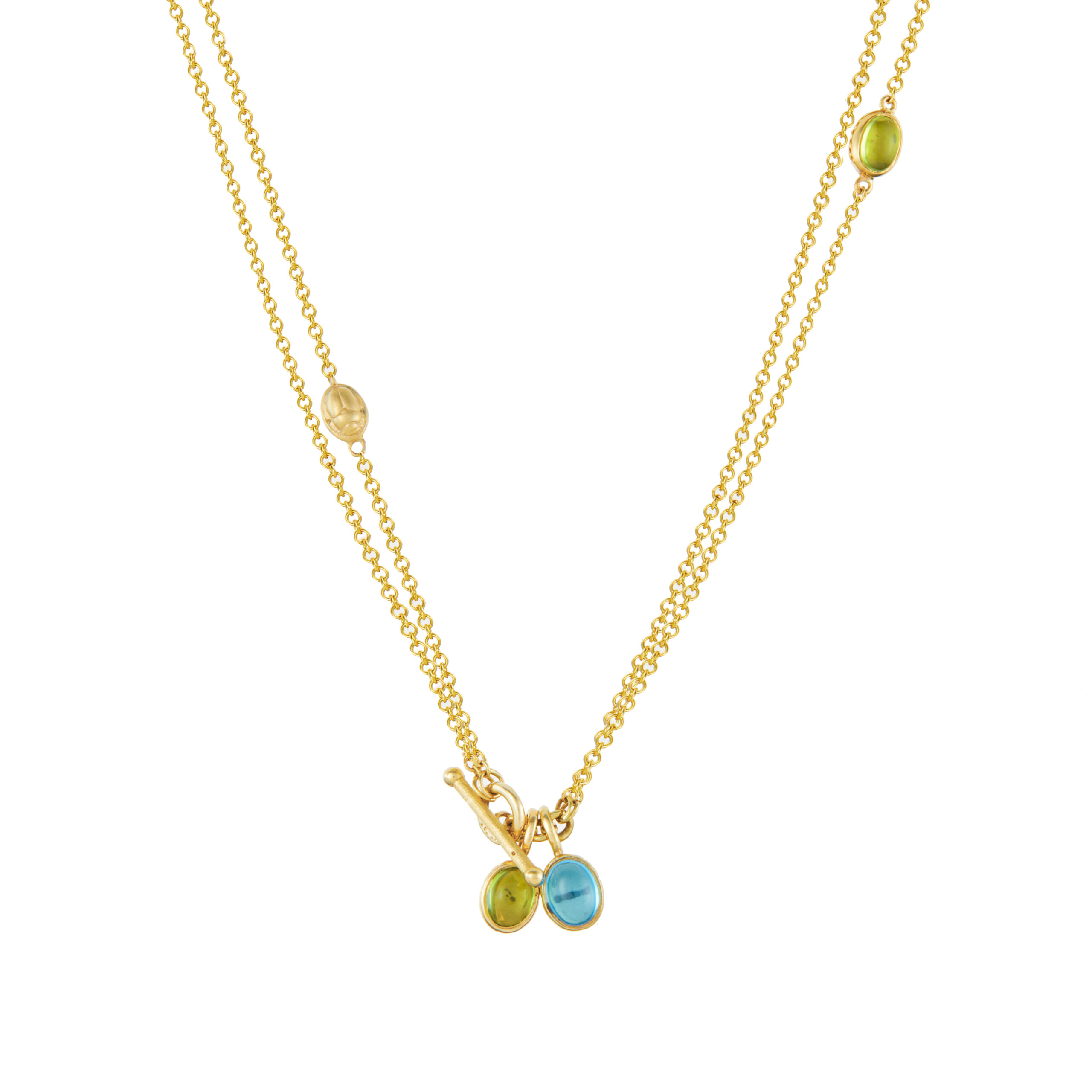 Double gold chain with Scarab charms - Image 2