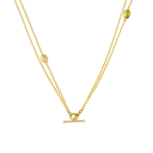 Double gold chain with Scarab charms
