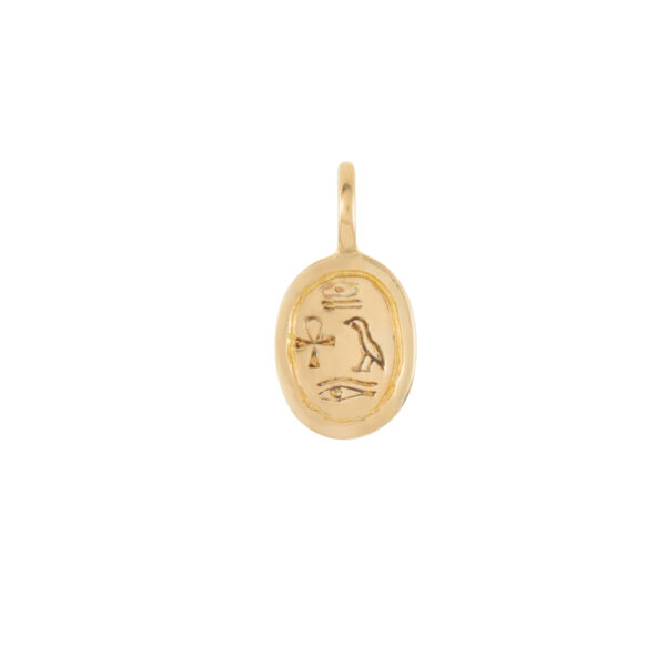 Solid rose gold original detailed Scarab pendant with hieroglyphics - Image 3