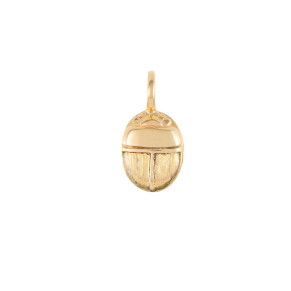 Solid rose gold original detailed Scarab pendant with hieroglyphics - Image 2