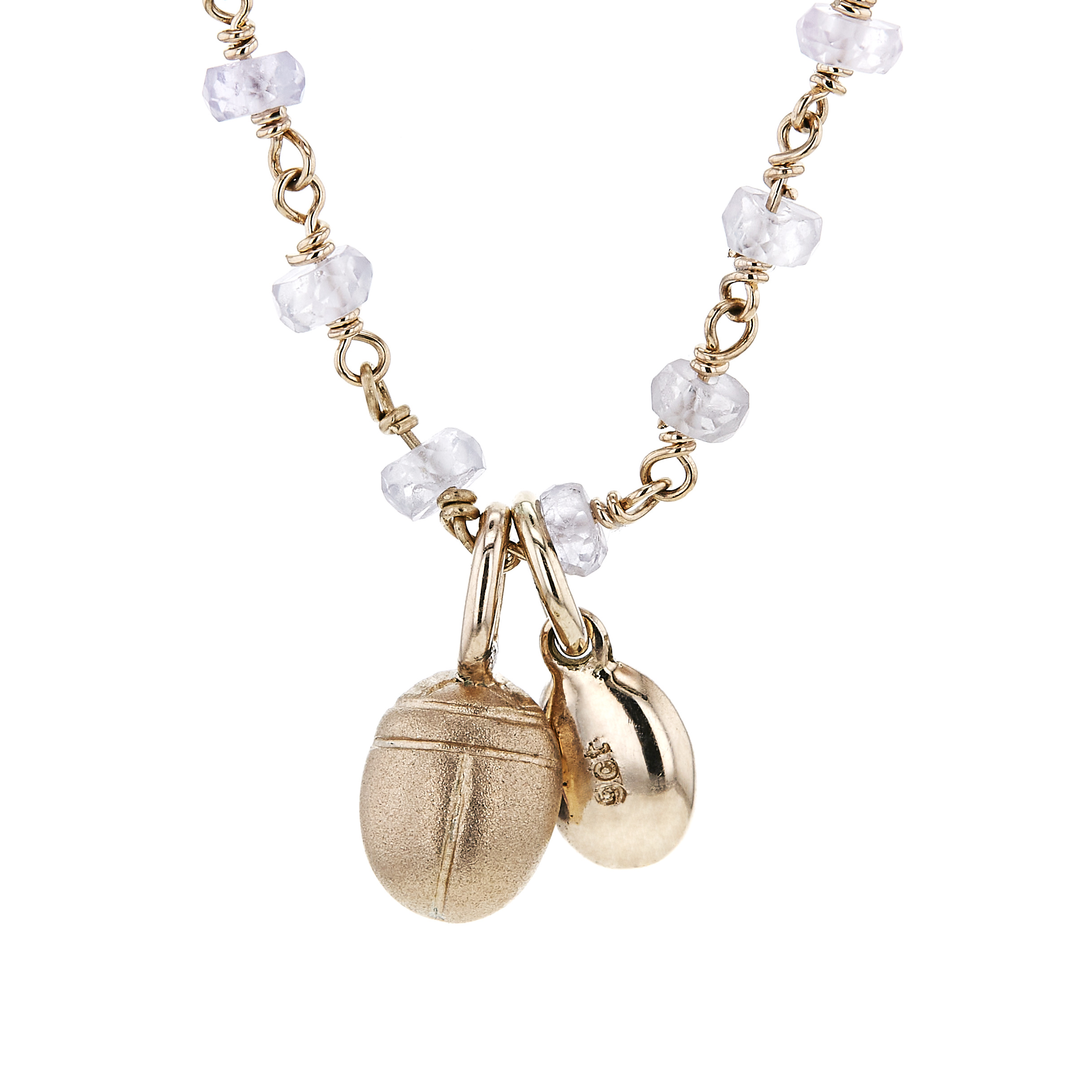 Rose gold zircon wirework necklace with purple amethyst trinket - Image 3