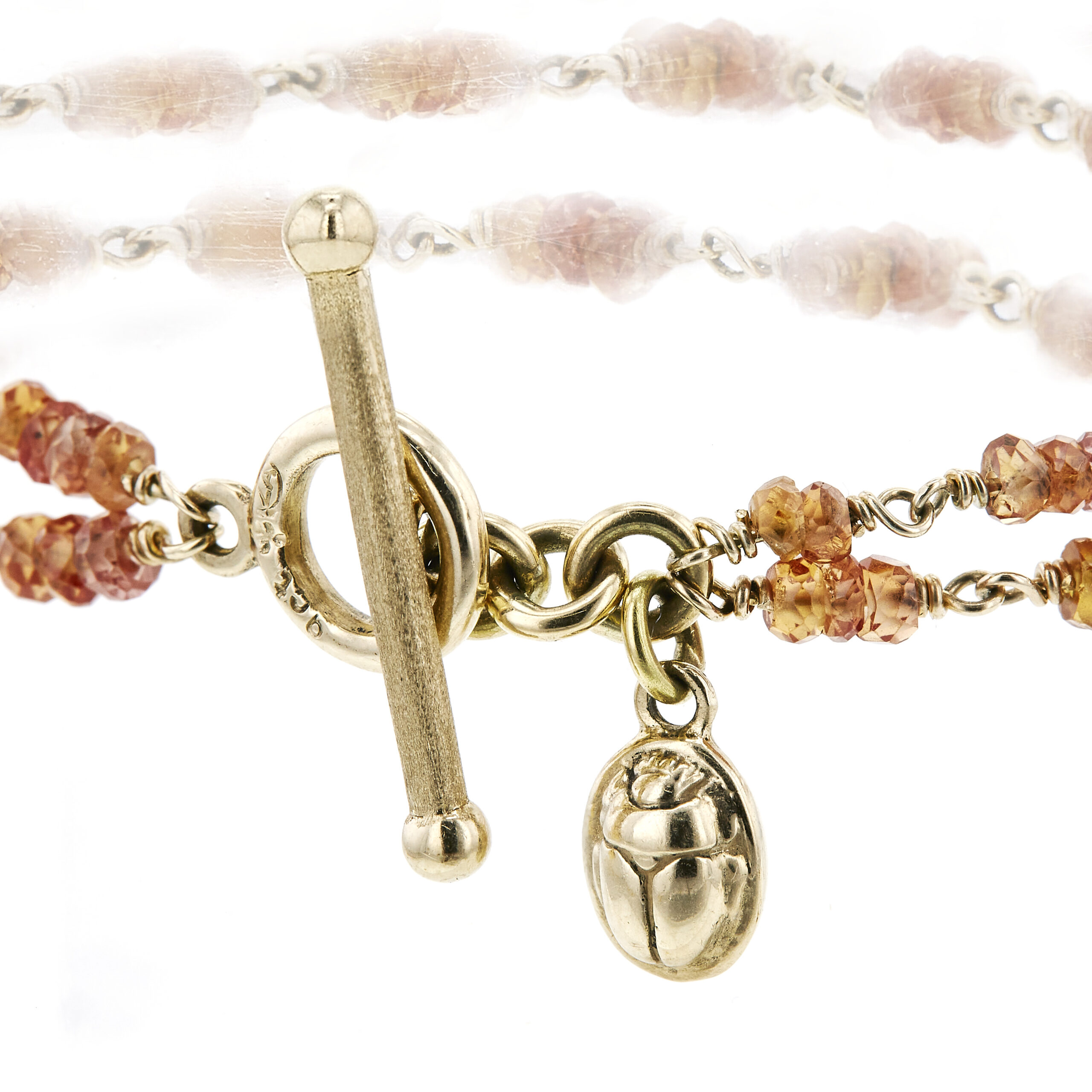 Orange Sapphire 2 Strand Gemstone Bracelet - Image 2