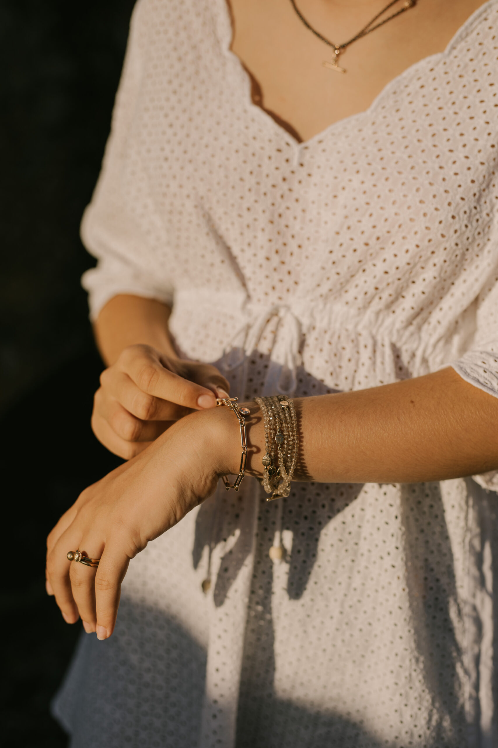 Rose Gold Link Moonstone Bracelet - Image 3