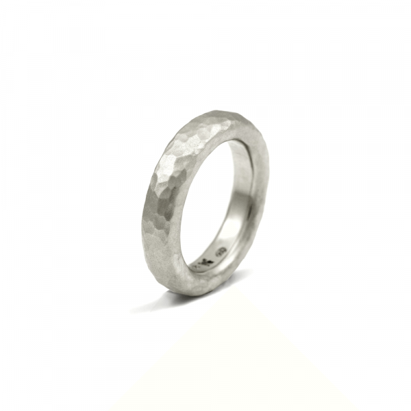 Narrow Beaten Silver Band by Scarab Jewellery Studio