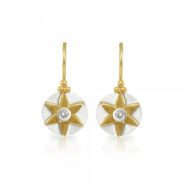 Star Diamond daisy Earrings side by side