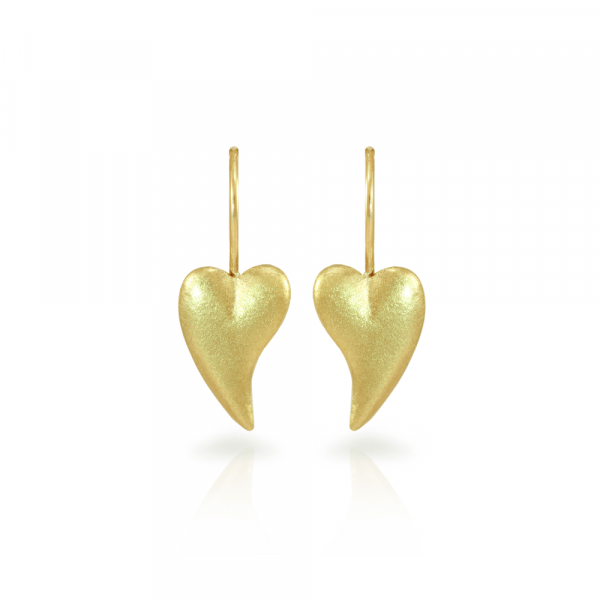 Bewitched gold heart earrings in 9 carat yellow gold by Scarab Jewellery Studio