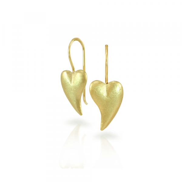 Bewitched gold heart earrings by Scarab Jewellery Studio